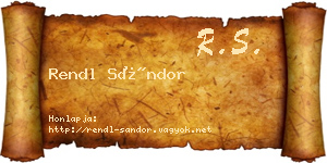 Rendl Sándor névjegykártya